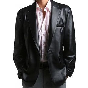 Leather Stash Men's Leather Blazer Genuine Soft Lambskin Two Button Coat LB015 in Saudi Arabia