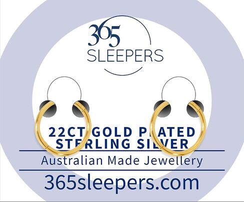 أقراط 365 SLEEPERS من الفضة الإسترليني المطلية بالذهب - مصنوعة يدويًا في أستراليا - خالية من النيكل ولا تسبب الحساسية - 8 مم - 10 مم - 12 مم - 14 مم in Kuwait