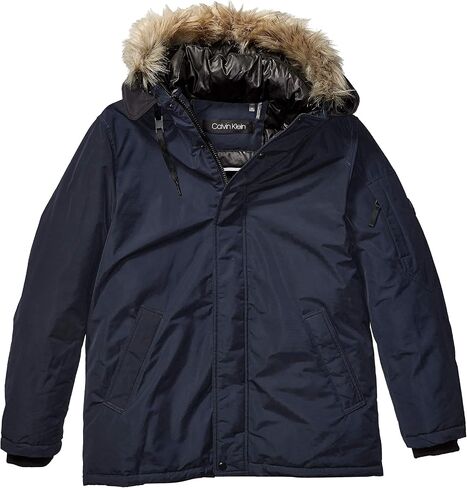 Calvin Klein Men's Classic Parka Jacket with Faux Fur Hood in Saudi Arabia