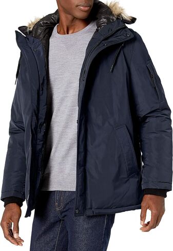 Calvin Klein Men's Classic Parka Jacket with Faux Fur Hood in Saudi Arabia