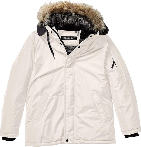 Calvin Klein Men's Classic Parka Jacket with Faux Fur Hood in Saudi Arabia