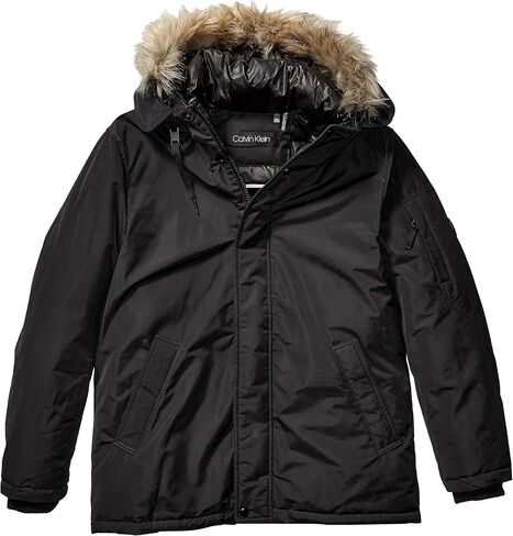 Calvin Klein Men's Classic Parka Jacket with Faux Fur Hood in Saudi Arabia