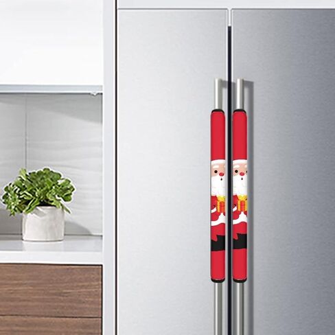 Kuiaobaty Santa Claus Print Refrigertor Handle Cover Kitchen Appliance Handle Covers, and Washable,Christmas Decoration,Pack of 2 in Saudi Arabia