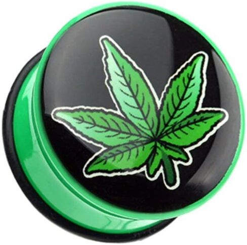 Covet Jewelry Cannibis Weed Single Flared Ear Gauge Plug in Saudi Arabia