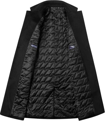 chouyatou Men's Thicken Diamond Quilted Single Breasted Slim Business Woolen Pea Coat in Saudi Arabia
