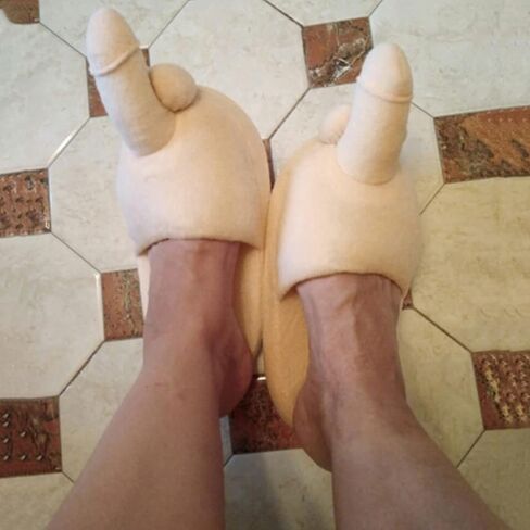 Funny Couples Plush Slipper Novelty Gag Gift, Indoor Flat Winter Furry Slippers for Women Men Shoes Anti Slip Soft Cute House Slippers in Saudi Arabia