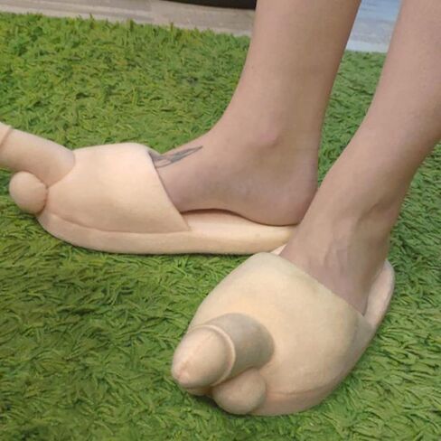Funny Couples Plush Slipper Novelty Gag Gift, Indoor Flat Winter Furry Slippers for Women Men Shoes Anti Slip Soft Cute House Slippers in Saudi Arabia