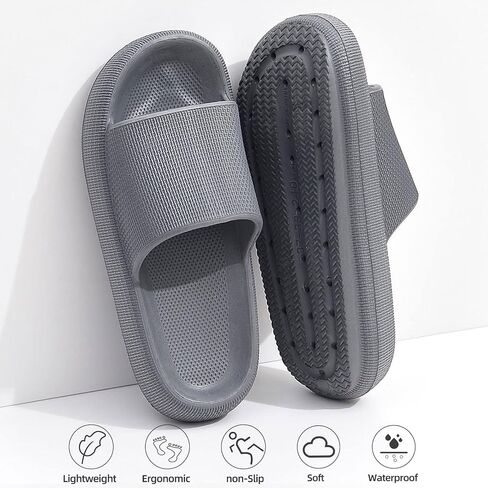 Cloud Slippers for Men and Women Pillow House Slides Non-Slip Sole Open Toe Quick Drying Bathroom Slippers with Thicken Sole Indoor and Outdoor in Saudi Arabia