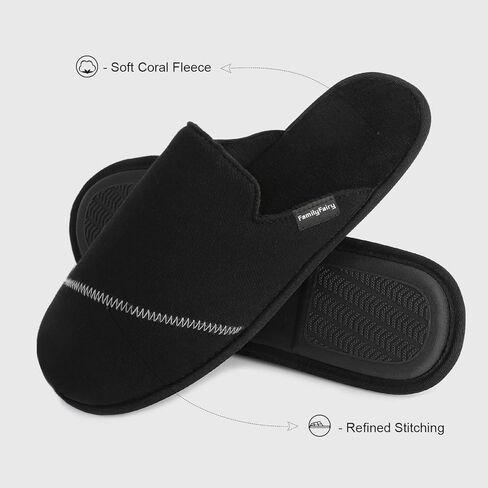 FamilyFairy Men’s Comfy Cozy Scuff Slippers Slip On House Shoes with Memory Foam for Indoor Outdoor in Kuwait