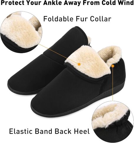 VONMAY Men's Booties Slippers Ankle Warm Plush Fuzzy Memory Foam House Shoes in Kuwait