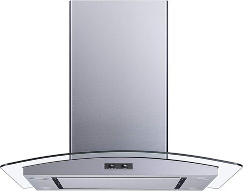 Winflo 30 In. Convertible Stainless Steel Glass Island Range Hood with Mesh Filter and Stainless Steel Panel in Saudi Arabia