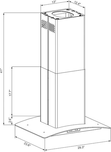 Winflo 30 In. Convertible Stainless Steel Glass Island Range Hood with Mesh Filter and Stainless Steel Panel in Saudi Arabia
