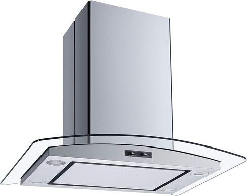 Winflo 30 In. Convertible Stainless Steel Glass Island Range Hood with Mesh Filter and Stainless Steel Panel in Saudi Arabia