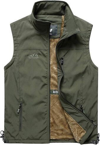 Fuwenni Men's Casual Outdoor Work Safari Fishing Travel Photo Fleece Vest Jacket in Saudi Arabia