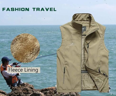 Fuwenni Men's Casual Outdoor Work Safari Fishing Travel Photo Fleece Vest Jacket in Saudi Arabia