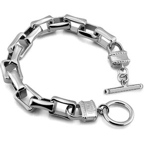 Punk Men & Woman Solid Silver Bracelet Jewelry 925 Sterling Silver Rolo Chain 10MM 7 "8" 9 "10" Charm Lock Bangle Hip Hop Accessories in Saudi Arabia