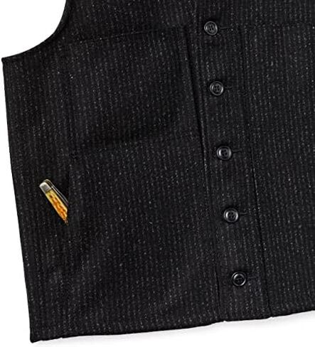 Filson Mackinaw Wool Vest Black Charcoal Rope Stripe in Saudi Arabia