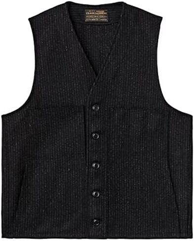 Filson Mackinaw Wool Vest Black Charcoal Rope Stripe in Saudi Arabia