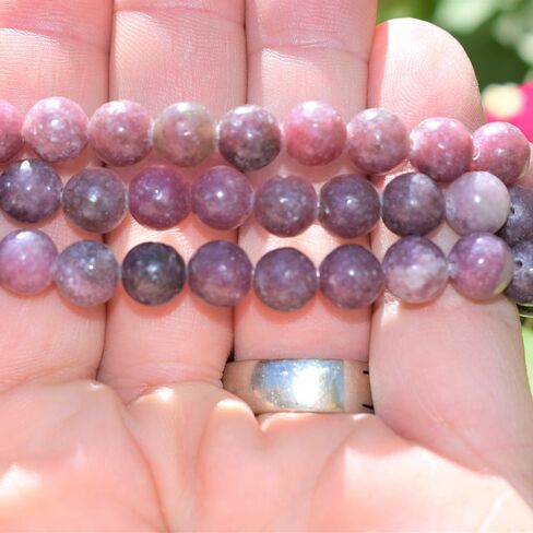Charged Premium Natural Lepidolite Crystal 8mm Bead Bracelet + Moroccan Selenite Charging Crystal [Included] in Kuwait