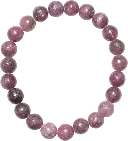 Charged Premium Natural Lepidolite Crystal 8mm Bead Bracelet + Moroccan Selenite Charging Crystal [Included] in Kuwait