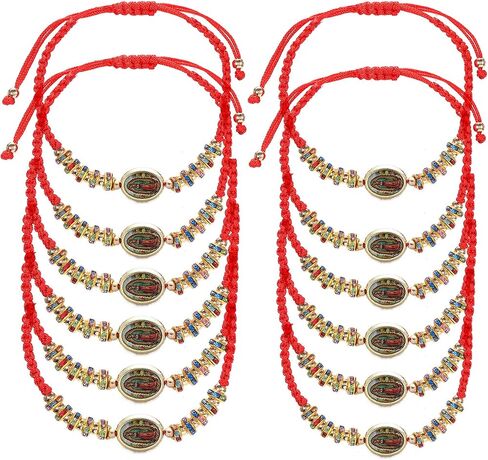 12Pcs Virgin Mary Bracelet，San judas tadeo Bracelet Handmade Virgen de guadalupe Medal Adjustable String Bracelets Religious Prayer Jewelry Gift For Women Men Girls in Saudi Arabia