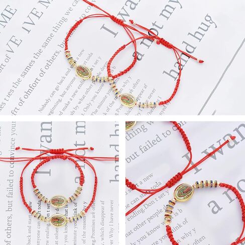 12Pcs Virgin Mary Bracelet，San judas tadeo Bracelet Handmade Virgen de guadalupe Medal Adjustable String Bracelets Religious Prayer Jewelry Gift For Women Men Girls in Saudi Arabia