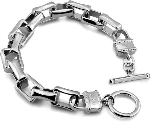Punk Men & Woman Solid Silver Bracelet Jewelry 925 Sterling Silver Rolo Chain 10MM 7 "8" 9 "10" Charm Lock Bangle Hip Hop Accessories in Saudi Arabia