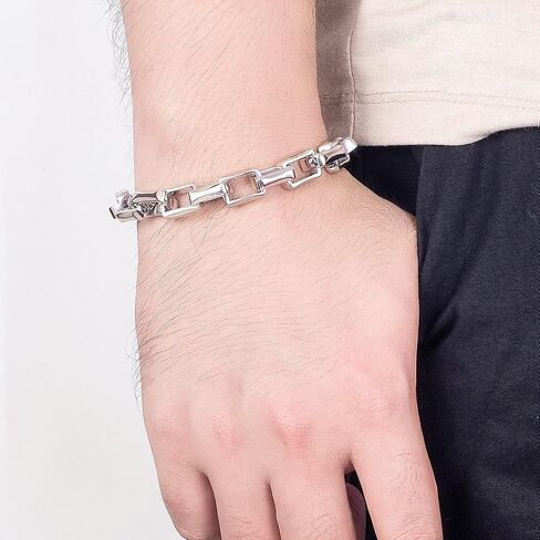 Punk Men & Woman Solid Silver Bracelet Jewelry 925 Sterling Silver Rolo Chain 10MM 7 "8" 9 "10" Charm Lock Bangle Hip Hop Accessories in Saudi Arabia
