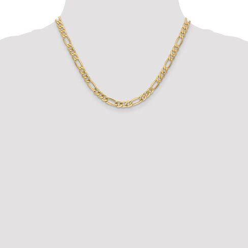 Sonia Jewels 10k Yellow Gold 6mm Semi-Solid Figaro Chain Necklace - with Secure Lobster Lock Clasp in Saudi Arabia