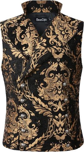 DarcChic Mens Tapestry Double-breasted Vest Waistcoat Gothic Aristocrat Steampunk Victorian in Saudi Arabia