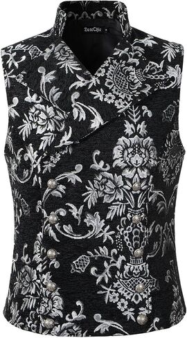 DarcChic Mens Tapestry Double-breasted Vest Waistcoat Gothic Aristocrat Steampunk Victorian in Saudi Arabia