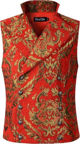 DarcChic Mens Tapestry Double-breasted Vest Waistcoat Gothic Aristocrat Steampunk Victorian in Saudi Arabia