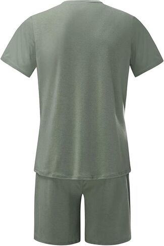 2022 Casual Sport Set for Mens Two Piece Suit Solid O-Neck Short Sleeve Fit Tee Shirts Short Sweatpants Set in Saudi Arabia