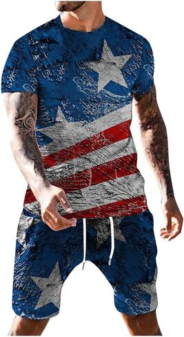 2022 Casual Sport Set for Mens Two Piece Suit Solid O-Neck Short Sleeve Fit Tee Shirts Short Sweatpants Set in Saudi Arabia