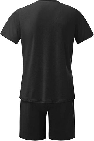 2022 Casual Sport Set for Mens Two Piece Suit Solid O-Neck Short Sleeve Fit Tee Shirts Short Sweatpants Set in Kuwait