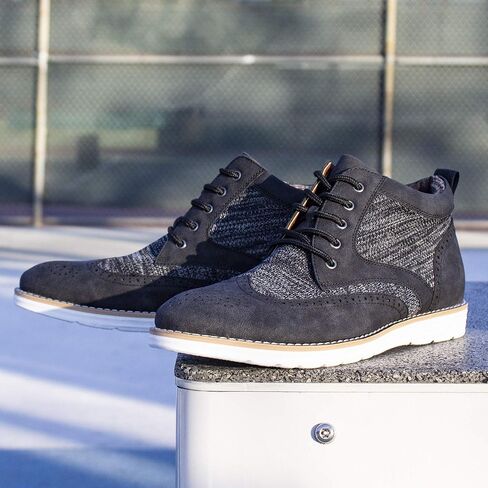 Polar Fox Mens Colbert MPX506059 Wingtip Memory Foam Mid-Top Sneaker Knitted Perforated Casual Chukka Boots in Kuwait