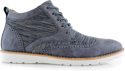 Polar Fox Mens Colbert MPX506059 Wingtip Memory Foam Mid-Top Sneaker Knitted Perforated Casual Chukka Boots in Kuwait