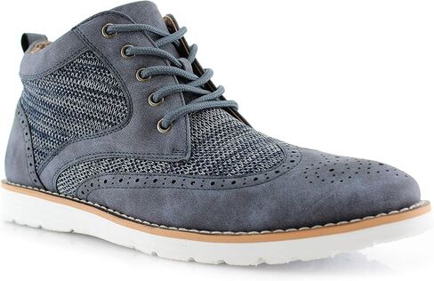 Polar Fox Mens Colbert MPX506059 Wingtip Memory Foam Mid-Top Sneaker Knitted Perforated Casual Chukka Boots in Kuwait
