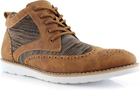 Polar Fox Mens Colbert MPX506059 Wingtip Memory Foam Mid-Top Sneaker Knitted Perforated Casual Chukka Boots in Kuwait