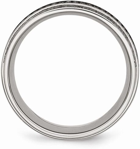Solid Stainless Steel 1/2ct tw. Diamond Ridged Edge 10mm Men's Wedding Band Ring in Saudi Arabia