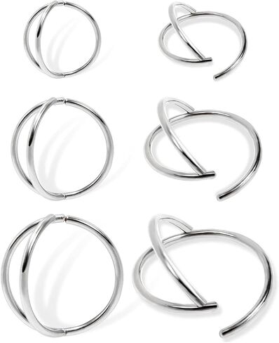 Double Hoop Earrings for One Hole: 3 Pairs Set Small Gold Double Hoops for Single Piercing Cartilage Surgical Steel Huggie Earrings for Men Tiny Hoops Hypoallergenic in Saudi Arabia