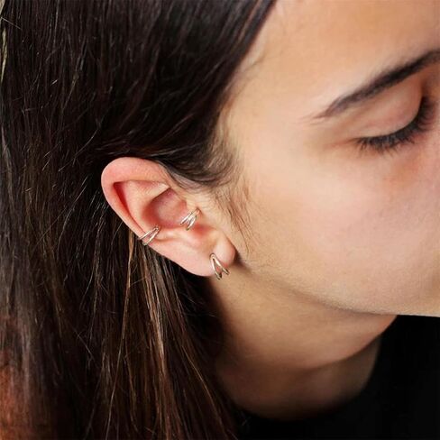 Double Hoop Earrings for One Hole: 3 Pairs Set Small Gold Double Hoops for Single Piercing Cartilage Surgical Steel Huggie Earrings for Men Tiny Hoops Hypoallergenic in Saudi Arabia
