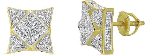 Mens Ladies 14K Gold Over Silver Lab Diamond Earrings Screw Back Studs Iced Out aretes para hombre - Men's Earrings, Screw Back, Men's Jewelry, Hip hop Earring in Kuwait