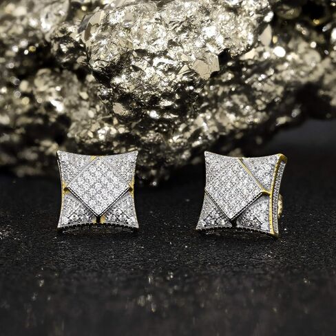 Mens Ladies 14K Gold Over Silver Lab Diamond Earrings Screw Back Studs Iced Out aretes para hombre - Men's Earrings, Screw Back, Men's Jewelry, Hip hop Earring in Kuwait