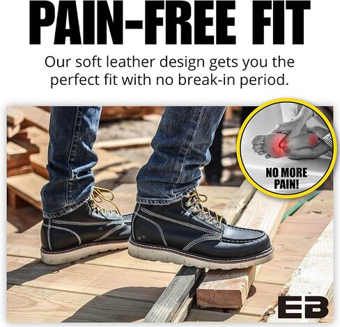 أحذية عمل من EVER BOOTS"Weldor" للرجال Moc Toe Construction Work Boots إسفين ناعم عند أصابع القدم وخفيف الوزن in Kuwait