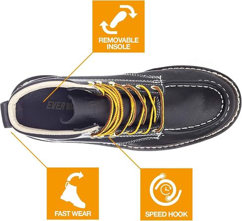 أحذية عمل من EVER BOOTS"Weldor" للرجال Moc Toe Construction Work Boots إسفين ناعم عند أصابع القدم وخفيف الوزن in Kuwait