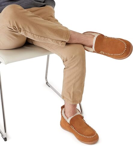 Dearfoams Men's Rockhampton Indoor/Outdoor Shearling Boot Slipper in Saudi Arabia