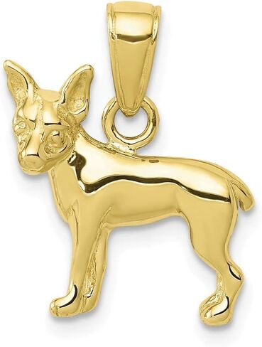 Solid 10k Yellow Gold Chihuahua Dog Pendant Charm in Saudi Arabia