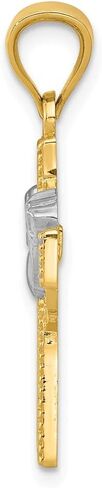 Solid 14k Yellow and White Gold Two Tone Celtic Irish Claddagh Cross Pendant Charm - 25mm x 15mm in Saudi Arabia
