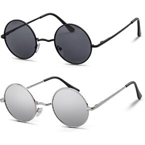 VIA LEICA John Lennon Glasses-Vintage Polarized Round Metal Sunglasses for Men Women,Circle Hippie Style Sun Glasses in Saudi Arabia
